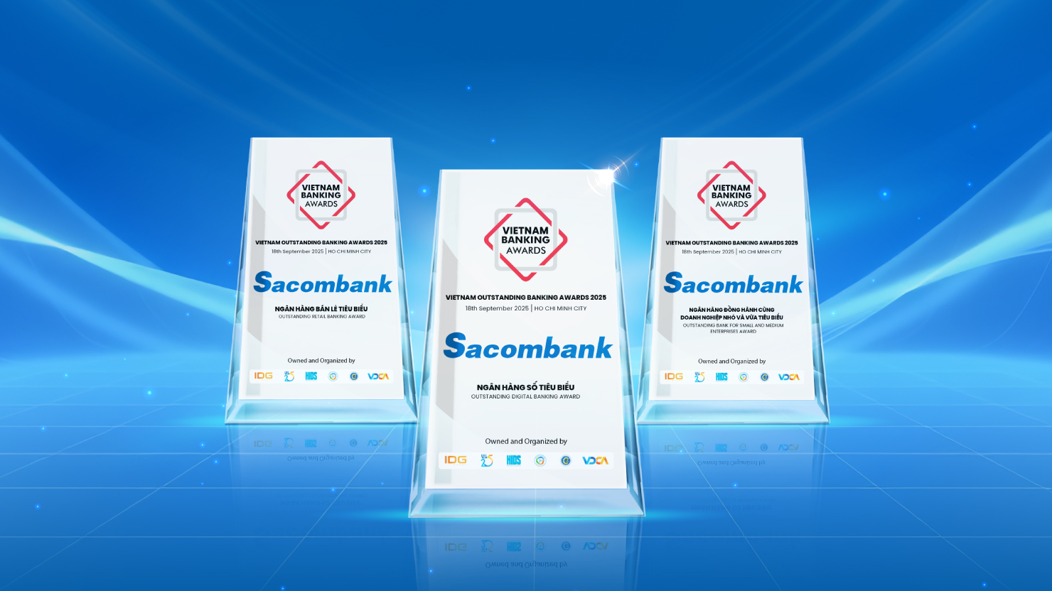 Sacombank tiếp tục được vinh danh tại giải thưởng Ngân hàng Việt Nam tiêu biểu 2025