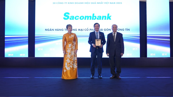 Sacombank tiếp tục ghi danh trong top 50 công ty kinh doanh hiệu quả nhất Việt Nam năm 2025