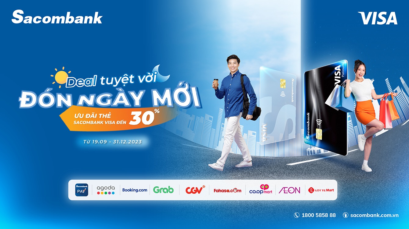Cả tuần nhận ưu đãi khi dùng thẻ Sacombank Visa